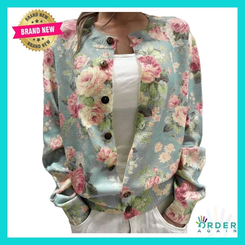 Floral Print Button Down Cardigan Lightweight Cozy Fall Outfits Trendy